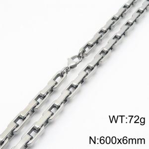 600mm Rectangle Link Chain Stainless Steel Necklace Steel Color - KN286395-Z