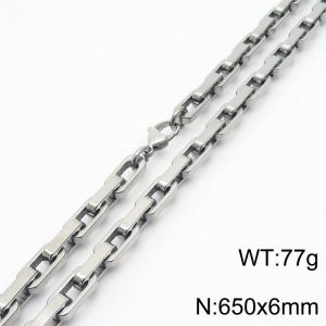 650mm Rectangle Link Chain Stainless Steel Necklace Steel Color - KN286396-Z