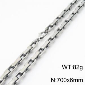 700mm Rectangle Link Chain Stainless Steel Necklace Steel Color - KN286397-Z