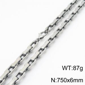 750mm Rectangle Link Chain Stainless Steel Necklace Steel Color - KN286398-Z