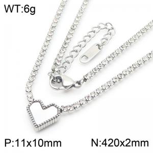 Stainless Steel Stone Necklace - KN286411-HR