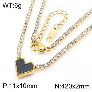 Stainless Steel Stone Necklace - KN286412-HR