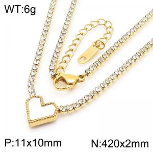 Stainless Steel Stone Necklace - KN286414-HR