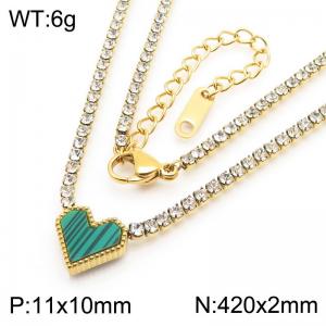 Stainless Steel Stone Necklace - KN286416-HR