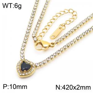 Stainless Steel Stone Necklace - KN286417-HR
