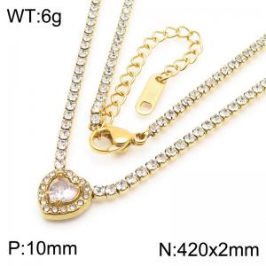 Stainless Steel Stone Necklace - KN286419-HR