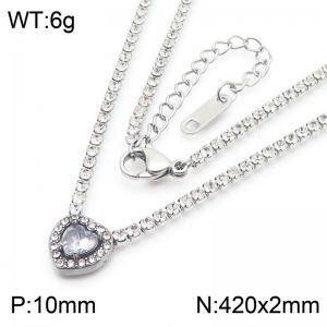 Stainless Steel Stone Necklace - KN286420-HR