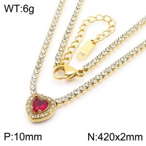 Stainless Steel Stone Necklace - KN286421-HR
