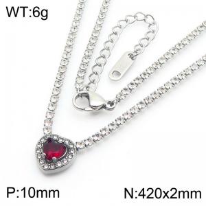 Stainless Steel Stone Necklace - KN286422-HR