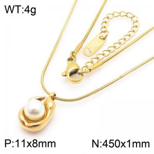 SS Gold-Plating Necklace - KN286423-HR