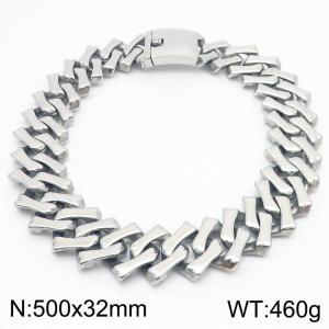 500mm Stainless Steel Rectangular Cuban Links Necklace - KN286743-KJX