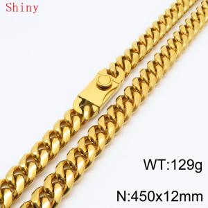 450mm Dainty Gold Plated Cuban Curb Chain Chunky Necklace High Quality Stainless Steel Heavy Cuban Necklaces - KN286745-Z