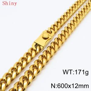 600mm Dainty Gold Plated Cuban Curb Chain Chunky Necklace High Quality Stainless Steel Heavy Cuban Necklaces - KN286748-Z