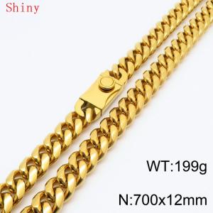 700mm Dainty Gold Plated Cuban Curb Chain Chunky Necklace High Quality Stainless Steel Heavy Cuban Necklaces - KN286750-Z