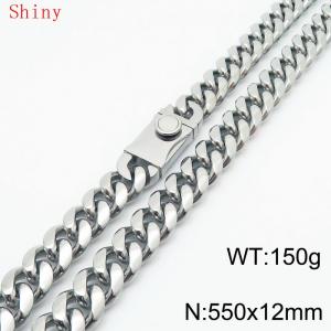 550mm Punk Cuban Curb Chain Chunky Necklace High Quality Stainless Steel Heavy Cuban Necklaces for Men - KN286754-Z