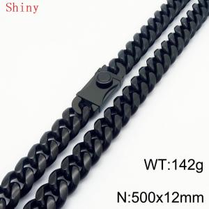 500mm Punk Black Plated Cuban Curb Chain Chunky Necklace High Quality Stainless Steel Heavy Cuban Necklaces - KN286760-Z