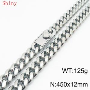 Fashionable and minimalist 12 * 450mm stainless steel square buckle Cuban necklace - KN286773-Z