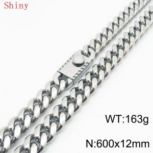 Fashionable and minimalist 12 * 600mm stainless steel square buckle Cuban necklace - KN286776-Z