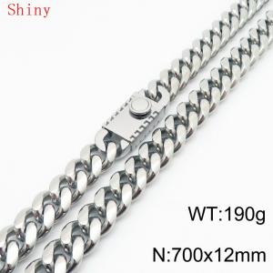 Fashionable and minimalist 12 * 700mm stainless steel square buckle Cuban necklace - KN286778-Z