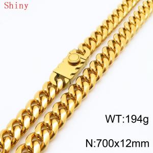 Fashionable and minimalist 12 * 700mm stainless steel square buckle gold-plated necklace - KN286792-Z