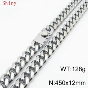 Fashionable and minimalist 12 * 450mm stainless steel square buckle Cuban necklace - KN286794-Z