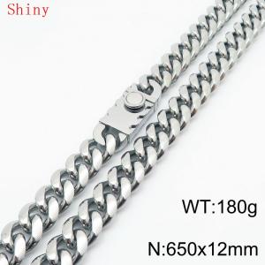 Fashionable and minimalist 12 * 650mm stainless steel square buckle Cuban necklace - KN286798-Z