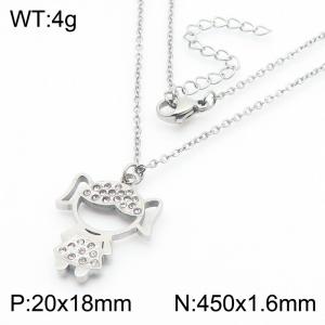 Sweet and personalized diamond studded little girl steel collarbone chain titanium steel necklace - KN286863-ZC