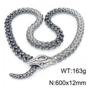 Stainless Steel 304 Snake Bone Necklace Men's Silver Color - KN286886-KJX