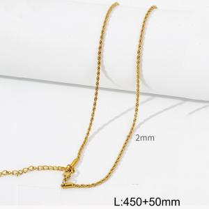 Fashion gold 2mm Fried Dough Twists chain titanium steel necklace - KN286893-Z