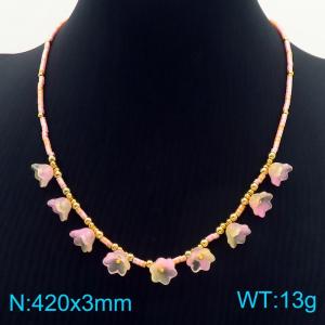 SS Gold-Plating Necklace - KN286923-FA