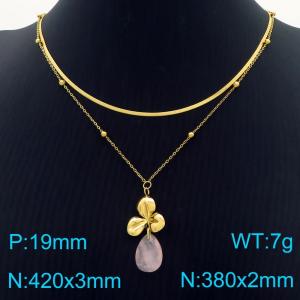 SS Gold-Plating Necklace - KN286925-FA