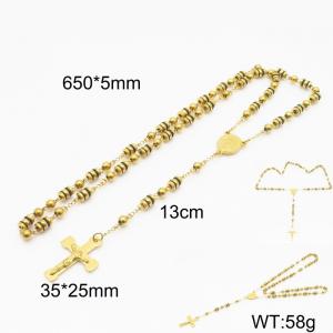Stainless Steel Rosary Necklace - KN286933-QM