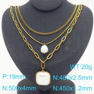 SS Gold-Plating Necklace - KN286954-HM
