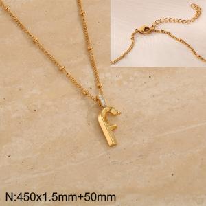 Gold stainless steel diamond letter F pendant necklace - KN286975-Z