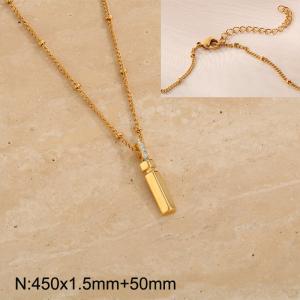 Gold stainless steel diamond letter I pendant necklace - KN286978-Z