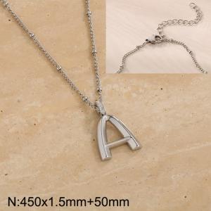 Stainless steel diamond letter A pendant necklace - KN286996-Z