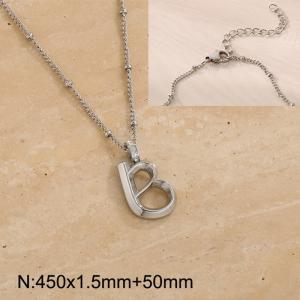 Stainless steel diamond letter B pendant necklace - KN286997-Z