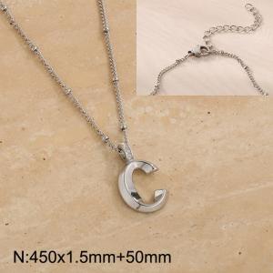 Stainless steel diamond letter C pendant necklace - KN286998-Z
