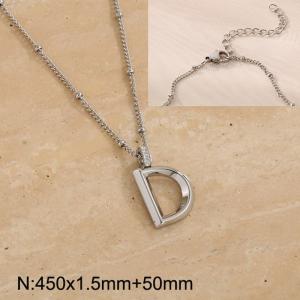 Stainless steel diamond letter D pendant necklace - KN286999-Z