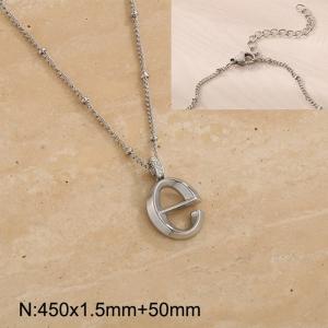 Stainless steel diamond letter E pendant necklace - KN287000-Z