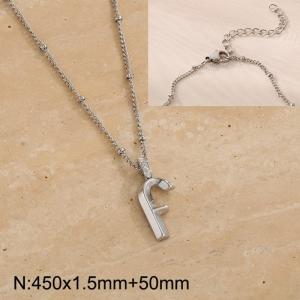 Stainless steel diamond letter F pendant necklace - KN287001-Z