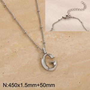 Stainless steel diamond letter G pendant necklace - KN287002-Z