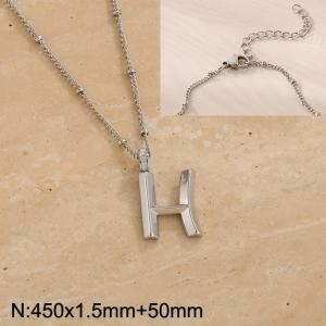 Stainless steel diamond letter H pendant necklace - KN287003-Z