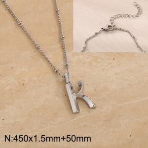 Stainless steel diamond letter K pendant necklace - KN287006-Z