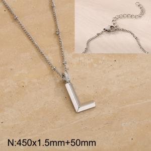 Stainless steel diamond letter L pendant necklace - KN287007-Z
