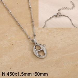 Stainless steel diamond letter O pendant necklace - KN287010-Z