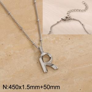 Stainless steel diamond letter R  pendant necklace - KN287013-Z