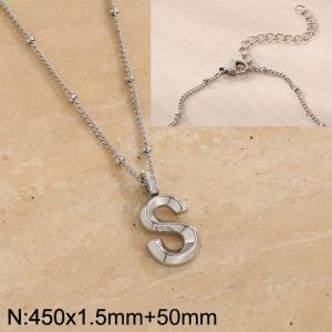 Stainless steel diamond letter S  pendant necklace - KN287014-Z