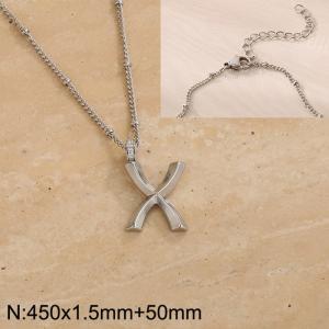 Stainless steel diamond letter X pendant necklace - KN287019-Z