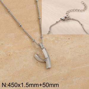 Stainless steel diamond letter Y pendant necklace - KN287020-Z